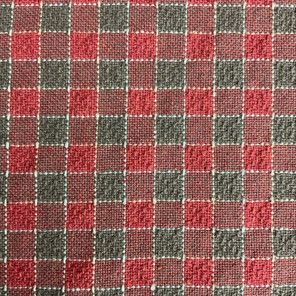 Vintage checkered woven fabric 71” x 52.5” grid plaid design